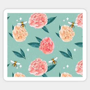 Summer Blooms Bees and Carnations Sticker